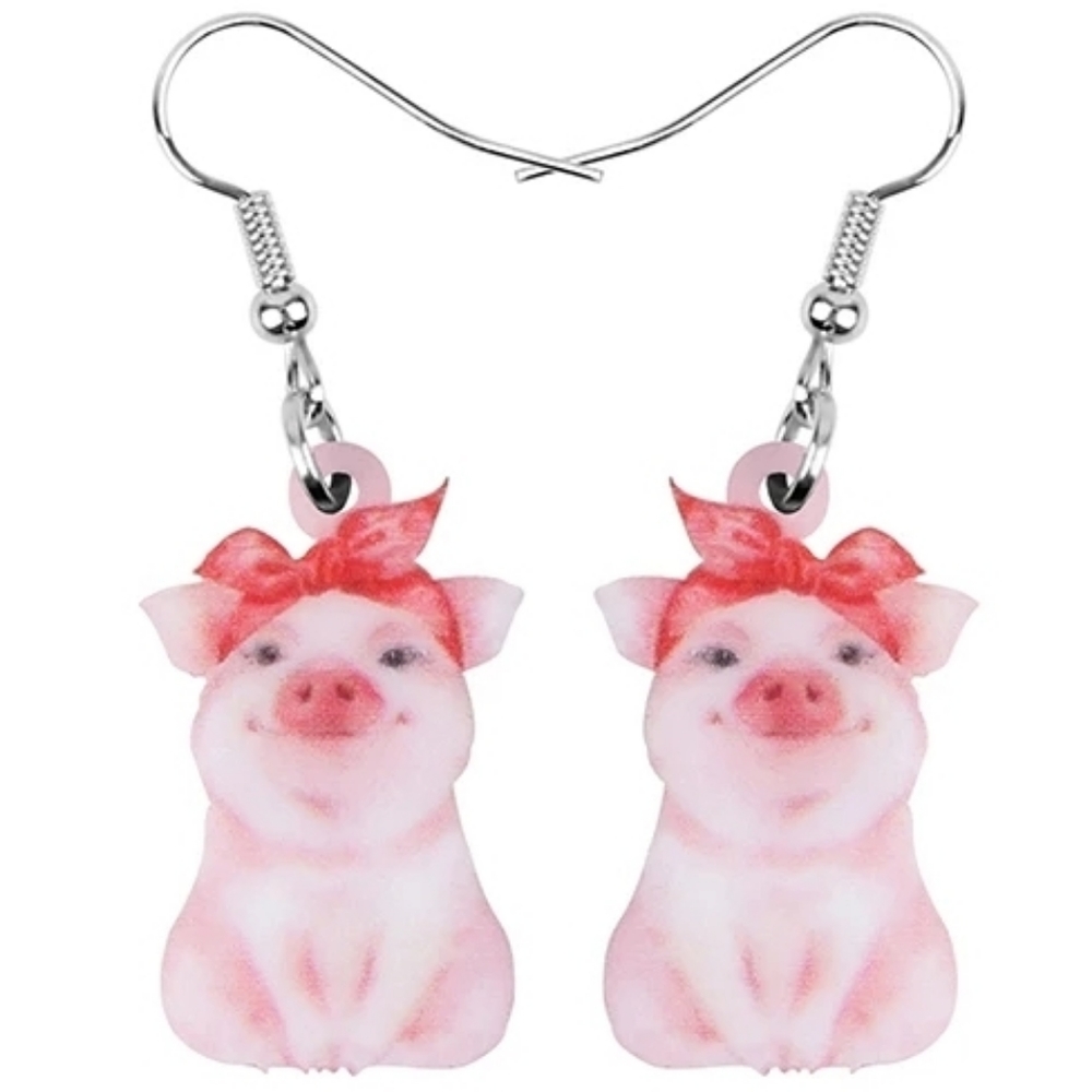 Bandana Pig Earrings. Swine Country Western Ranch